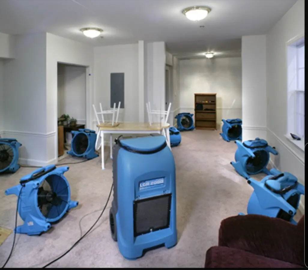 Air movers and dehumidifier setup for Water Extraction & Removal in Massillon